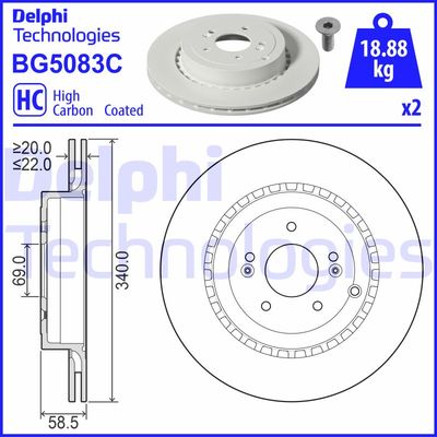 Тормозной диск DELPHI BG5083C для GENESIS G70