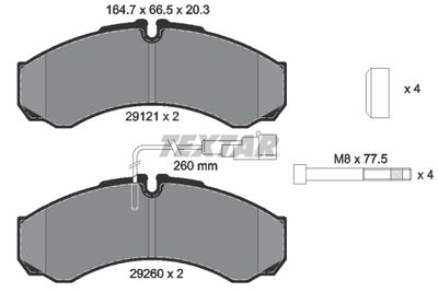 Комплект тормозных колодок, дисковый тормоз TEXTAR 2912113 для NISSAN NT400