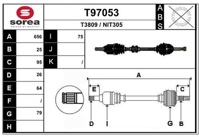 EAI T97053 Сальник полуоси  для NISSAN TIIDA (Ниссан Тиида)