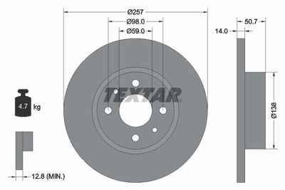 TEXTAR 92053200 Тормозные диски  для FIAT CROMA (154_) 1900 Turbo D i.d. (154.LL, 154.PL)