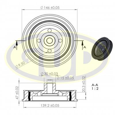 Ременный шкив, коленчатый вал G.U.D. GCP702071 для FORD C-MAX