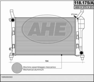 Радиатор, охлаждение двигателя AHE 118.175/A для MERCEDES-BENZ A-CLASS