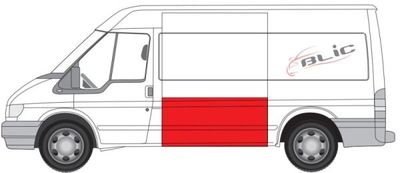 Zijwand reparatie coating Links (lang model  middelgroot model, onderste deel, hoogte 73cm) past: FORD TRANSIT V, TRANSIT V FL 01.00-08.13