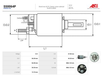 Elektromagnetický spínač, štartér AS-PL SS0064P