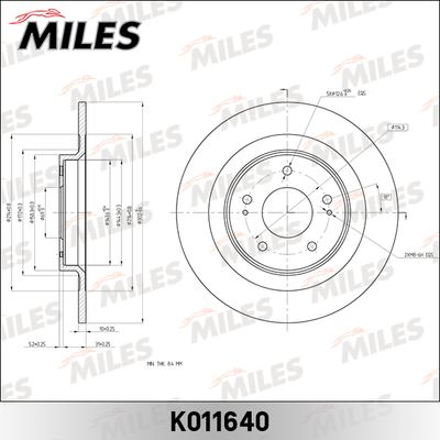 Тормозной диск MILES K011640 для PEUGEOT 4008