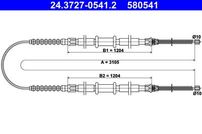 Тросик, cтояночный тормоз ATE 24.3727-0541.2 для FIAT FIORINO