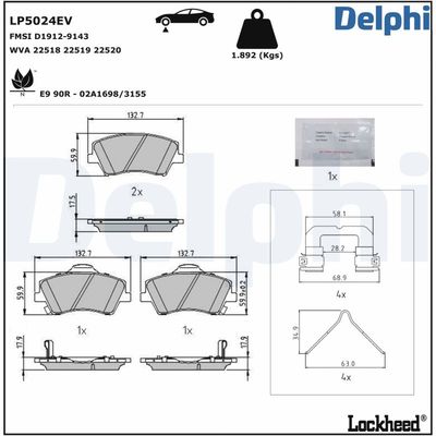 Комплект тормозных колодок, дисковый тормоз LP5024EV