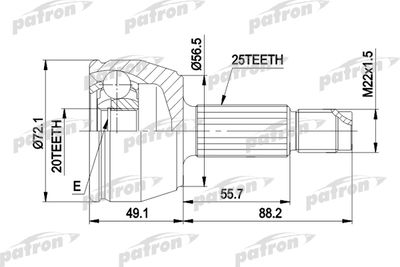 Шарнирный комплект, приводной вал PATRON PCV1283 для FORD ESCORT