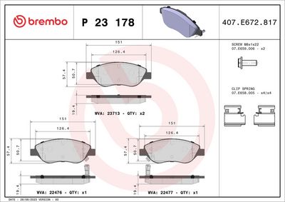 Комплект тормозных колодок, дисковый тормоз P 23 178