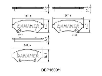 DANAHER DBP1609/1 Тормозные колодки и сигнализаторы  для CHEVROLET  (Шевроле Транс)