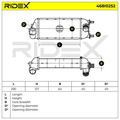интеркулер (охладител за въздуха на турбината) RIDEX 468I0252