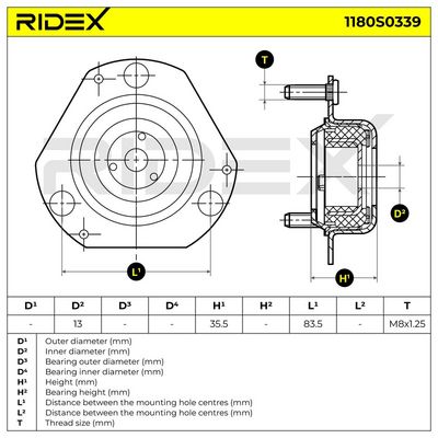 тампон на макферсън RIDEX 1180S0339