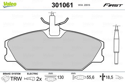 Комплект тормозных колодок, дисковый тормоз VALEO 301061 для RENAULT SAFRANE