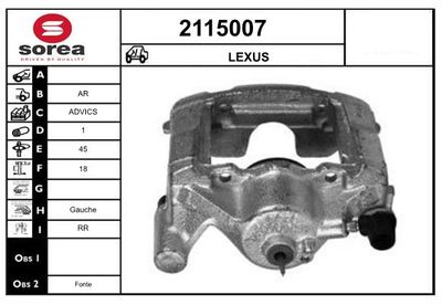 EAI 2115007 Тормозной суппорт  для LEXUS GS (Лексус Гс)