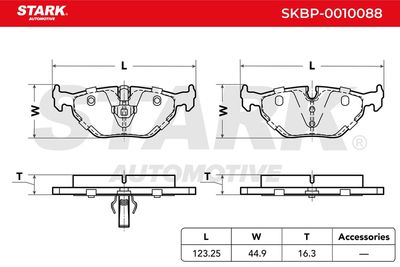 комплект спирачно феродо, дискови спирачки STARK SKBP-0010088