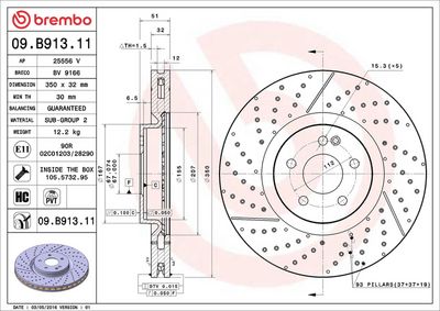 BREMSSCHEIBE BREMBO 09B91311 1