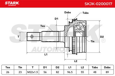 каре комплект, полуоска STARK SKJK-0200017