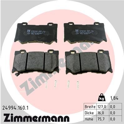 ZIMMERMANN 24994.160.1 Тормозные колодки и сигнализаторы  для NISSAN GT-R (Ниссан Гт-р)