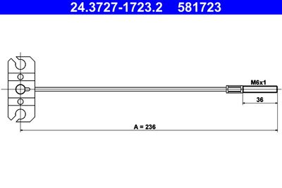 Тросик, cтояночный тормоз ATE 24.3727-1723.2 для NISSAN X-TRAIL
