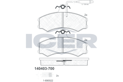 140403-700 ICER Комплект тормозных колодок, дисковый тормоз