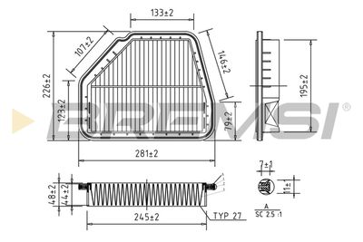 Воздушный фильтр BREMSI FA1038 для OPEL ANTARA