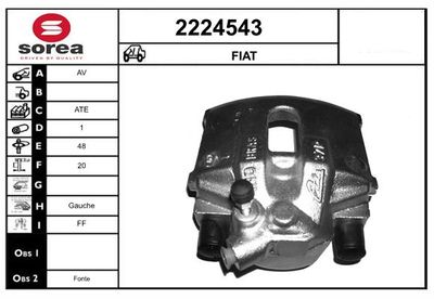 EAI 2224543 Тормозной суппорт  для FIAT PALIO (Фиат Палио)