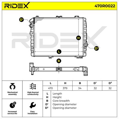 радиатор, охлаждане на двигателя RIDEX 470R0022