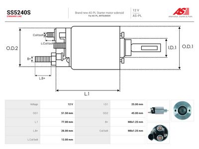 Elektromagnetický spínač, štartér AS-PL AS SS5240S