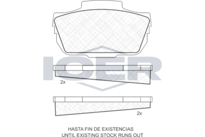 комплект спирачно феродо, дискови спирачки ICER 180079