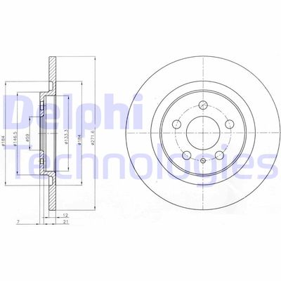 Тормозной диск DELPHI BG3741 для CITROËN C8