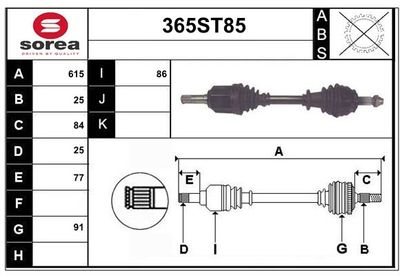 STARTCAR 365ST85 Полуось в сборе  для ALFA ROMEO 147 (937_) 1.9 JTDM 16V (937.AXN1B, 937.AXZ1B)