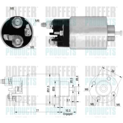 Тяговое реле, стартер HOFFER 46157 для FIAT LINEA