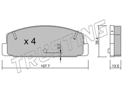 Комплект тормозных колодок, дисковый тормоз TRUSTING 311.0 для MAZDA RX-7