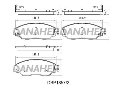 Комплект тормозных колодок, дисковый тормоз DANAHER DBP1857/2 для SSANGYONG RODIUS