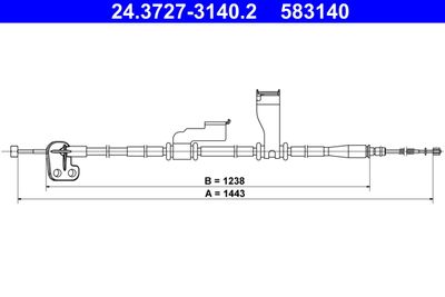 Тросик, cтояночный тормоз ATE 24.3727-3140.2 для HYUNDAI i10