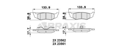Комплект тормозных колодок, дисковый тормоз BRAXIS AA0255 для CHRYSLER STRATUS