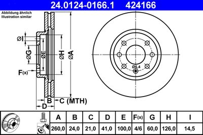 Тормозной диск ATE 24.0124-0166.1 для OPEL TIGRA