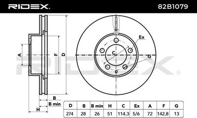 спирачен диск RIDEX 82B1079