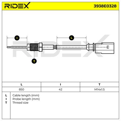 датчик, температура на изгорелите газове RIDEX 3938E0328