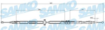 Тросик, cтояночный тормоз SAMKO C0052B для AUDI A4