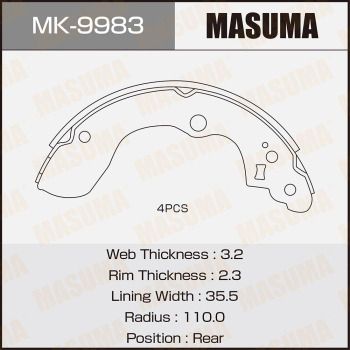 MASUMA MK-9983 Тормозные колодки барабанные  для SUZUKI SX4 (Сузуки Сx4)