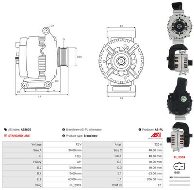 GENERATOR / ALTERNATOR AS-PL A3880S 4