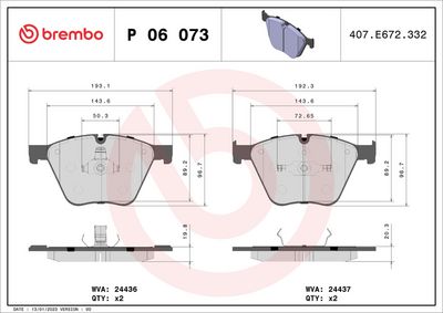 Brake Pad Set, disc brake P 06 073