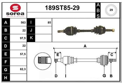 STARTCAR 189ST85-29 Полуось в сборе для OPEL CORSA B Фургон/хетчбэк (S93) 1.4 i (F08, W5L)
