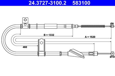 ATE 24.3727-3100.2 Трос ручного тормоза  для HYUNDAI ATOS (Хендай Атос)