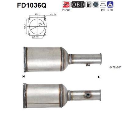 Filtr sadzy / filtr cząstek stałych, układ wydechowy AS FD1036Q