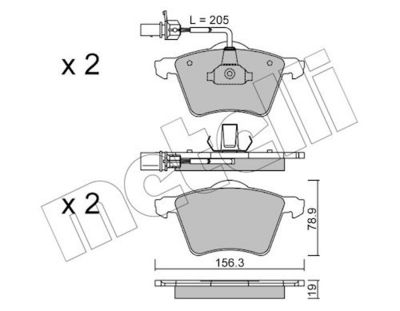 комплект спирачно феродо, дискови спирачки METELLI