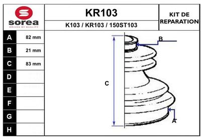 Комплект пыльника, приводной вал EAI KR103 для CHRYSLER LE