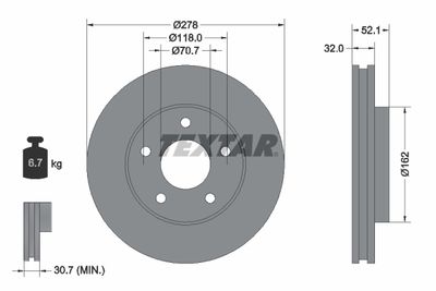 Тормозной диск TEXTAR 92091500 для BUICK REGAL