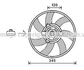 Вентилятор, охлаждение двигателя AVA QUALITY COOLING OL7566 для OPEL MERIVA